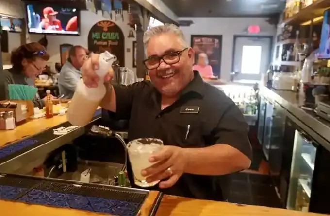 Juan, a Mi Casa bartender, at the Burro Room bar